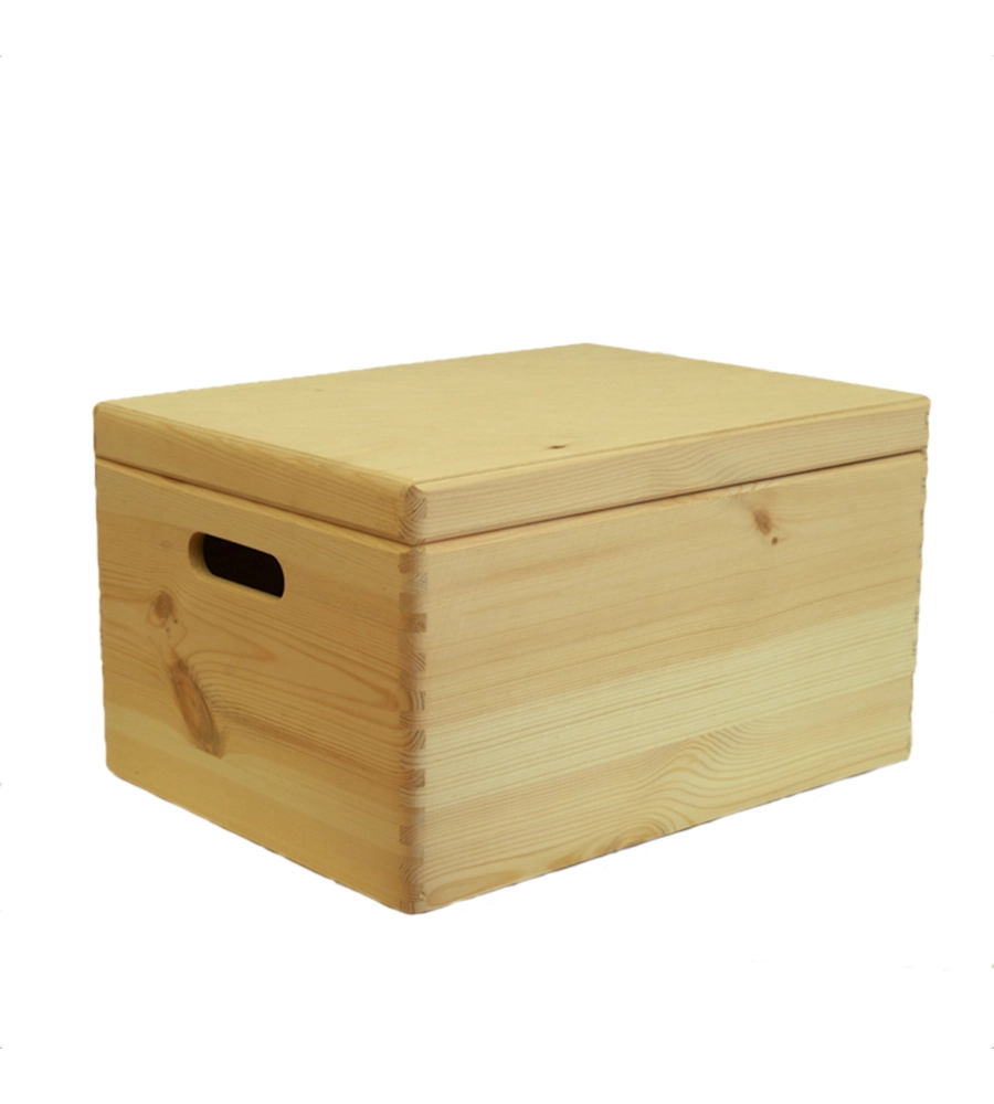 SCATOLA MULTIUSO CON COPERCHIO "WOOD BOX" IN LEGNO MARRONE CHIARO, 60X40X23 CM